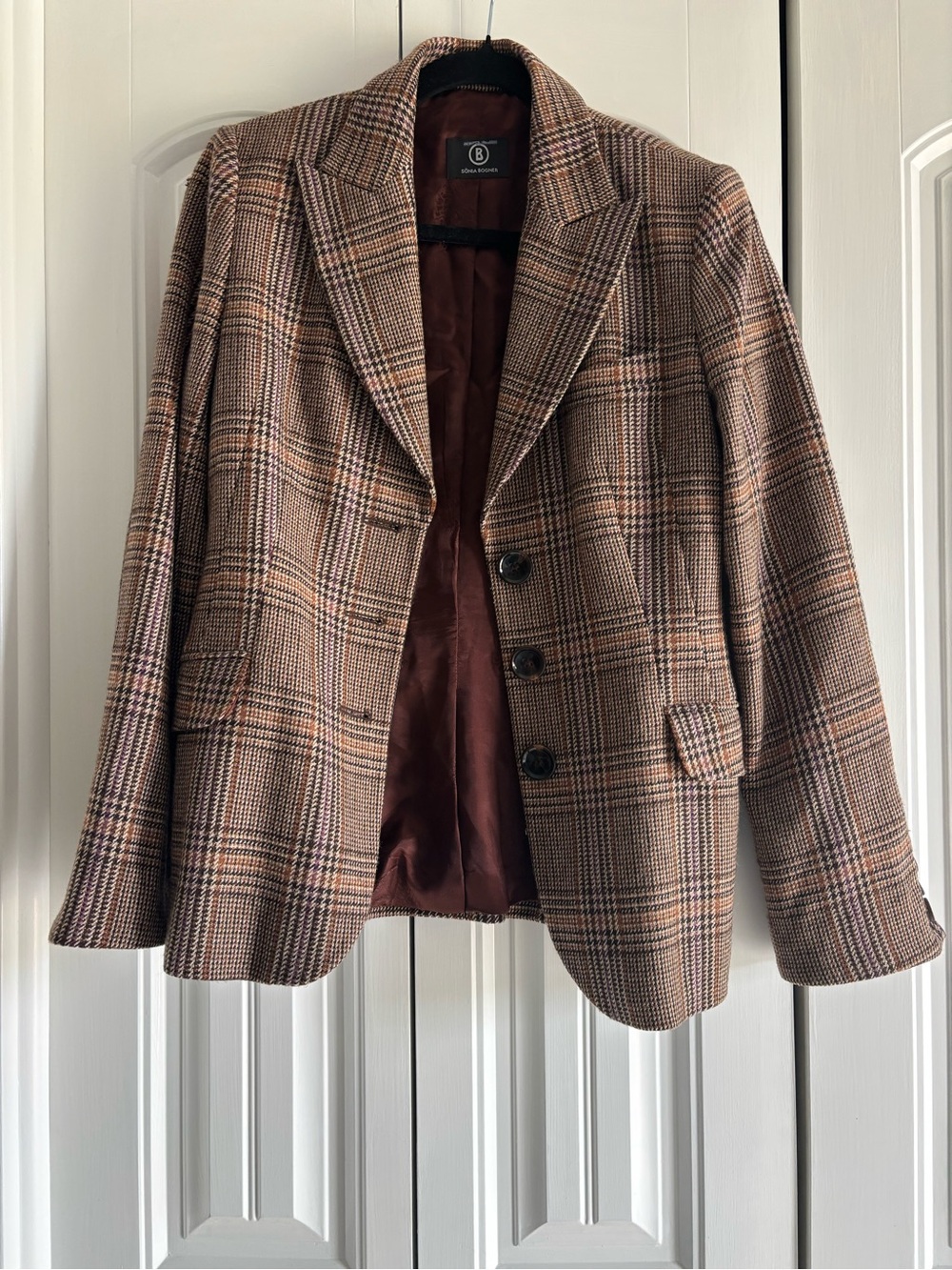 Sonia Bogner Brown Plaid Blazer Jacket